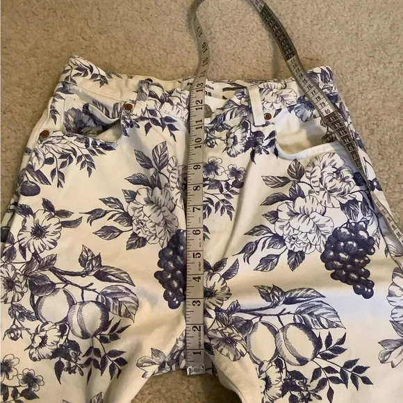 Reformation Jeans Cynthia Toile High Rise Straight White & Blue Size 27/4 small - Picture 5 of 13